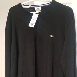 New Lacoste Mens (L) black cotton round neck